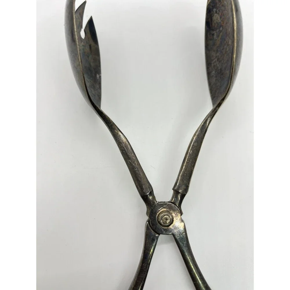 Silver Plated Scissor Style Salad Tongs - N. Bloom And Sons - England